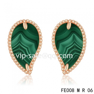 Cheap Van Cleef & Arpels Sweet Alhambra Leaf Earrings Pink Gold,Malachite